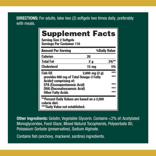 Suplemento Nature's Bounty Óleo De Peixe Omega 3 1000 Mg 220 - Imagem 2