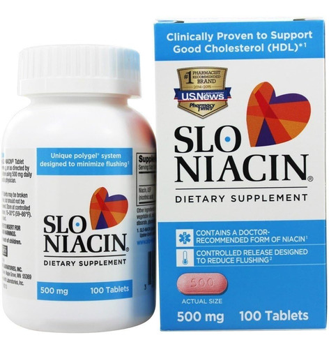 Slo-niacin Vitamina B3 500 Mg - Niacina De Liberação Lenta
