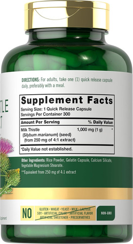Cardo Mariano Carlyle 1000mg | 300 Cápsulas | Extrato Sem Og - Imagem 2