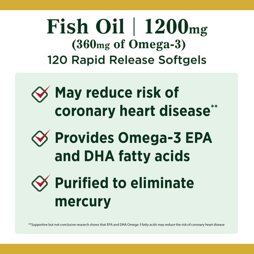 Suplemento Nature's Bounty Óleo De Peixe Omega 3 1200 Mg 120 - Imagem 3