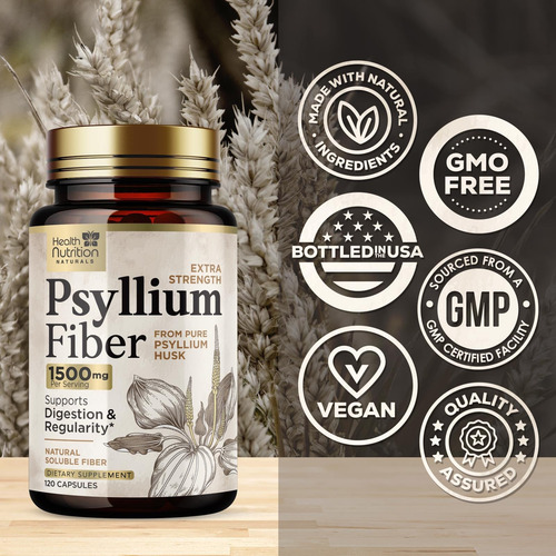 Cápsulas De Casca De Psyllium De Alta Absorção, Suplemento D - Imagem 3