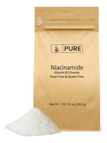Ingredientes Puros Niacinamida (1 Lb) Vitamina B3, Sem Flus