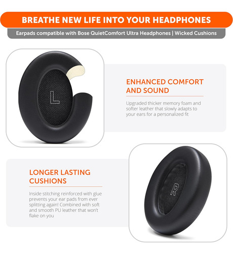 1 Par De Almofadas De Reposição De Couro Para Bose Qc Ultra - Imagem 5