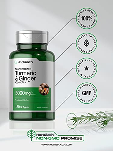 Suplemento Horbaach Turmeric Ginger 3000 Mg 180 Cápsulas Gel - Imagem 5