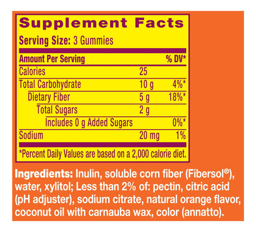 Suplemento De Fibra Metamucil Fiber Gummies Orange 5g 120 Un - Imagem 6