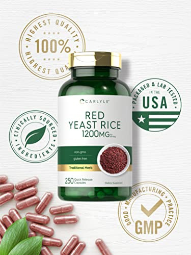 Suplemento Carlyle Red Yeast Rice 1200 Mg 250 Cápsulas - Imagem 5