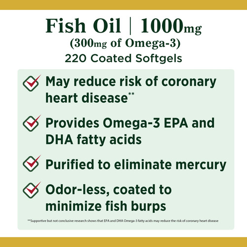 Suplemento Nature's Bounty Óleo De Peixe Omega 3 1000 Mg 220 - Imagem 3