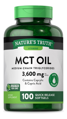 Cápsulas De Óleo Mct Natures Truth | 100 Cápsulas Gelatinosa