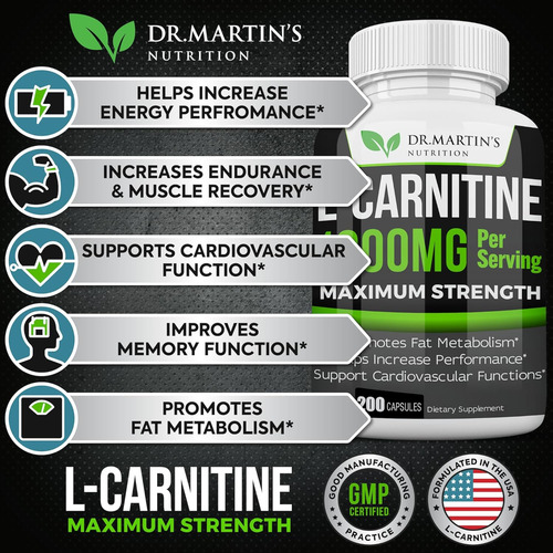 Dr. Martin's Nutrition Extra Strength L-carnitine - 200 C... - Imagem 2