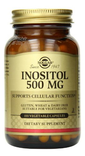 Suplemento Solgar Inositol 500 Mg Em Cápsulas Vegetais - 100
