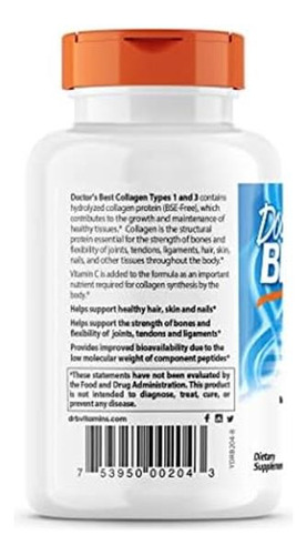 Doctors Best Colágeno Tipos 1 E 3 Com Peptan, Não Ogm, Sem - Imagem 3