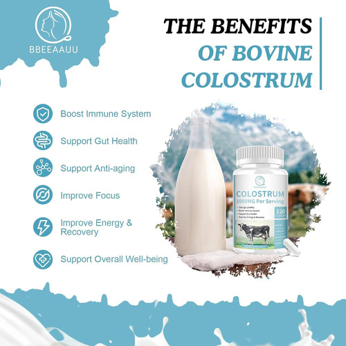 Cápsulas De Colostro Bovino 1000mg-suplemento De Lactoferrin - Imagem 2