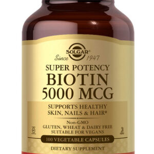 Vitamina B Solgar Biotina 5000mcg 100 Cápsulas Vegetais