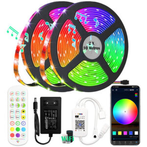 Kit Led Rgb 5050 20m Colorida Modelo Wi-fi Com Fonte