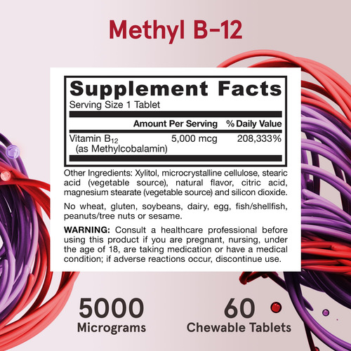 Suplemento Jarrow Formulas Metil B-12 5000mcg 60 Comprimidos - Imagem 6