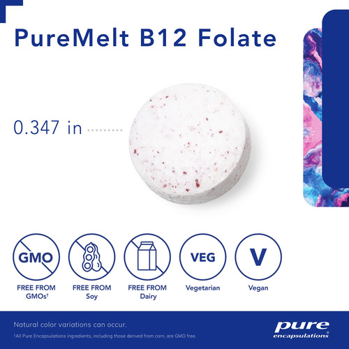 Suplemento De Encapsulamentos Puros Puremelt B12 Folate 90 L - Imagem 3