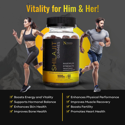 Gomas Shilajit Premium 60 Contagens - 1000mg Shilajit Puro D - Imagem 6