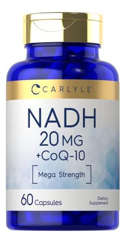 Suplemento Carlyle Nadh 20mg | Com Coq10 | 60 Cápsulas | Me