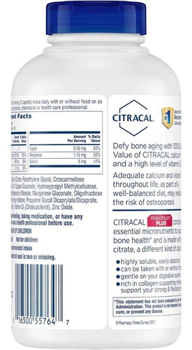 Citracal - Cálcio + D3 Máximo 280 Cápsulas - Importado Usa - Imagem 3