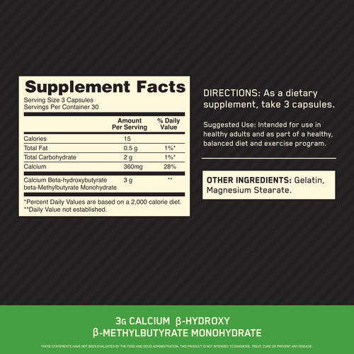 Suplemento Optimum Nutrition Hmb 1000mg 90 Cápsulas - Imagem 2