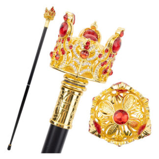 Bastão De Caminhada Golden Red Crown Artificial Diamond Cane
