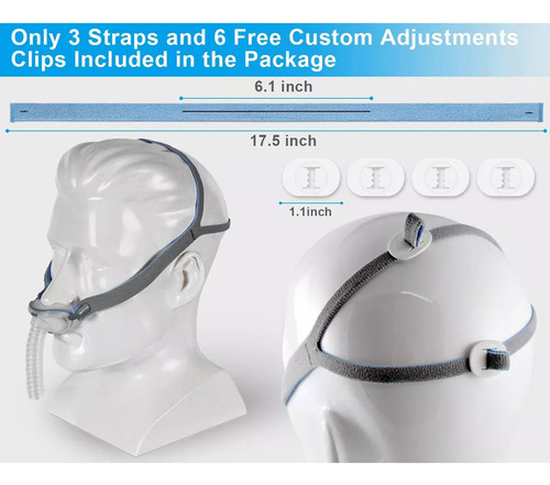 Capacete De 5 Peças Para Almofada Nasal Airfit P10, Alças De - Imagem 6