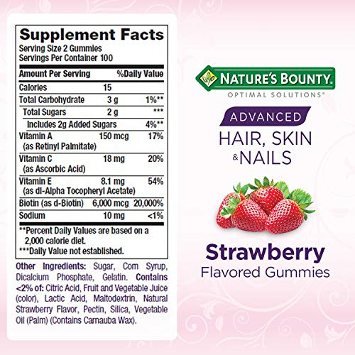 Suplemento De Gomas Para Cabelo, Pele E Unhas Nature's Bount - Imagem 2