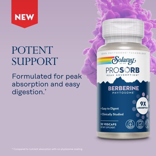 Solaray Berberine Phytosome - 9x De Absorção E Fácil De Dige - Imagem 6