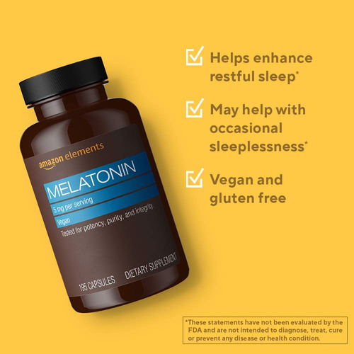Suplemento Amazon Elements: Melatonina, 5 Mg, Cápsulas, 195 - Imagem 4