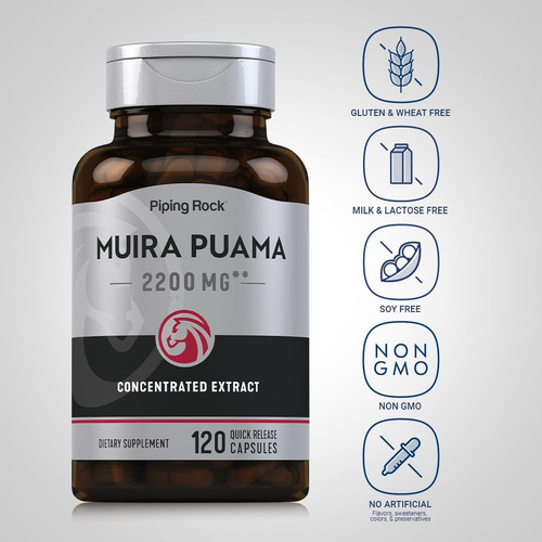 Extrato De Raiz De Piping Rock Muira Puama 2200 Mg | 120 Cáp - Imagem 3