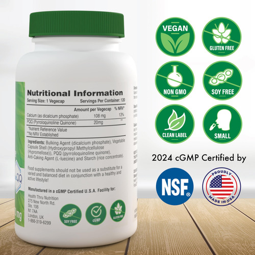 Suplemento Health Thru Nutrition Pqq 20 Mg De Pirroloquinoli - Imagem 2