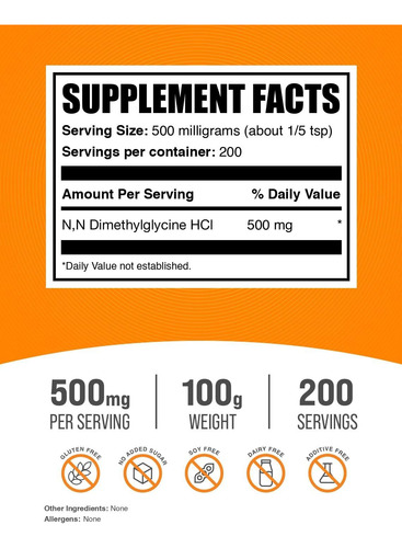 Dmg Hcl Em Pó - N,n-dimetilglicina Hcl, Suplementos Dmg, Dmg - Imagem 2