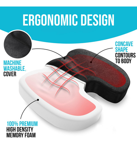 Almofada De Cadeira Fortem Orthopaedic Memory Foam Black Vel - Imagem 4