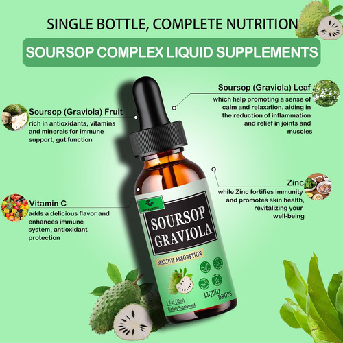 Folhas De Graviola 1500 Mg Fruta De Graviola 500 Mg - Gotas - Imagem 6
