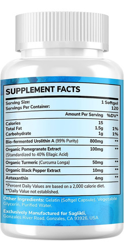 Saglikli Suplemento De Urolitina A De Alta Potência 800mg - - Imagem 2
