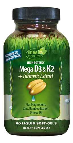 Suplemento Irwin Naturals De Alta Potência Mega D3 E K2+ Tur