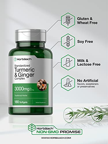 Suplemento Horbaach Turmeric Ginger 3000 Mg 180 Cápsulas Gel - Imagem 4