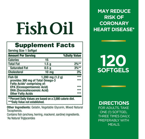 Suplemento Nature's Bounty Óleo De Peixe Omega 3 1200 Mg 120 - Imagem 2