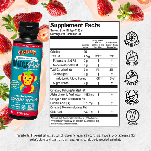 Suplemento Barlean's Omega Pals Omega 3 Para Crianças 240 Ml - Imagem 6