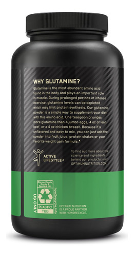Glutamina Em Pó Optimum Nutrition L-glutamina 300g - Imagem 8
