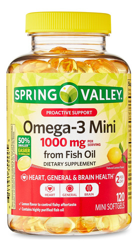 Omega 3 Mini 1000 Mg De Óleo De Peixe Spring Valley 120 Cáps