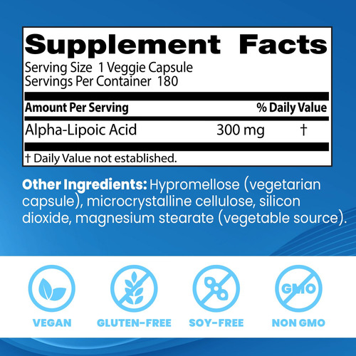Suplemento De Ácido Alfa-lipóico Doctor's Best 300 Mg 180 Co - Imagem 3