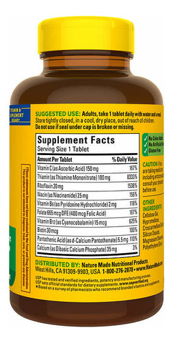 Super Complexo B Com Vit C Nature Made 460 Tablets - Imagem 2
