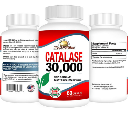 Suplemento De Catalase Rise-n-shine 30.000 - Poderosa Enzima - Imagem 2