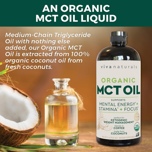 Óleo Mct Orgânico Viva Naturals 32 Fl Oz - Melhor Óleo Mct O - Imagem 3