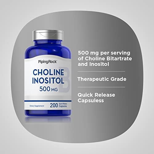 Piping Rock Colina Inositol 500mg | 200 Cápsulas | Suplement - Imagem 4