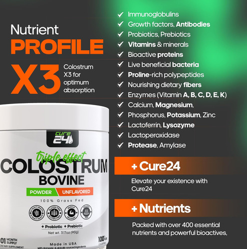 Suplemento Em Pó De Colostro Bovino Cure24 X3 Para Humanos, - Imagem 5