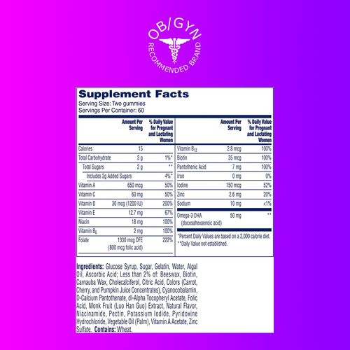 Gomas Multivitamínicas Pré-natais Femininas Um Por Dia, Incl - Imagem 8