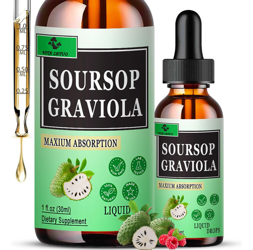 Folhas De Graviola 1500 Mg Fruta De Graviola 500 Mg - Gotas