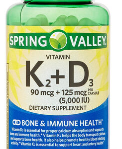 Vitamina K2 + D3 Spring Valley 90 Cápsulas Vegetarianas